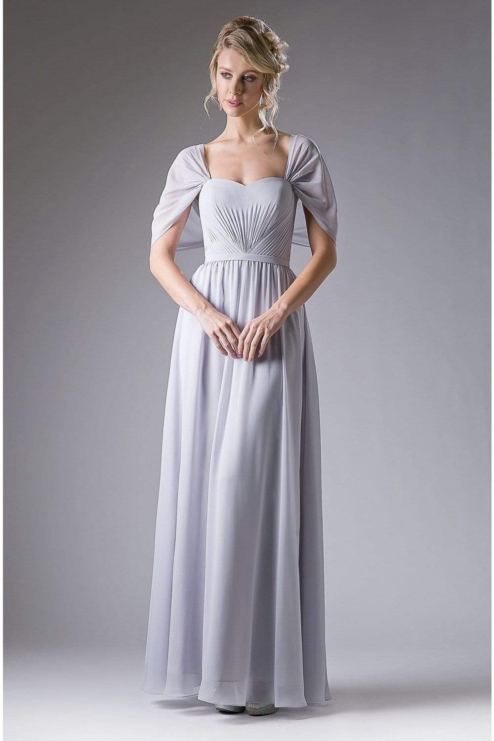 Cinderella Divine - Ruched Semi-Sweetheart Dress With Cape Detail - view 5