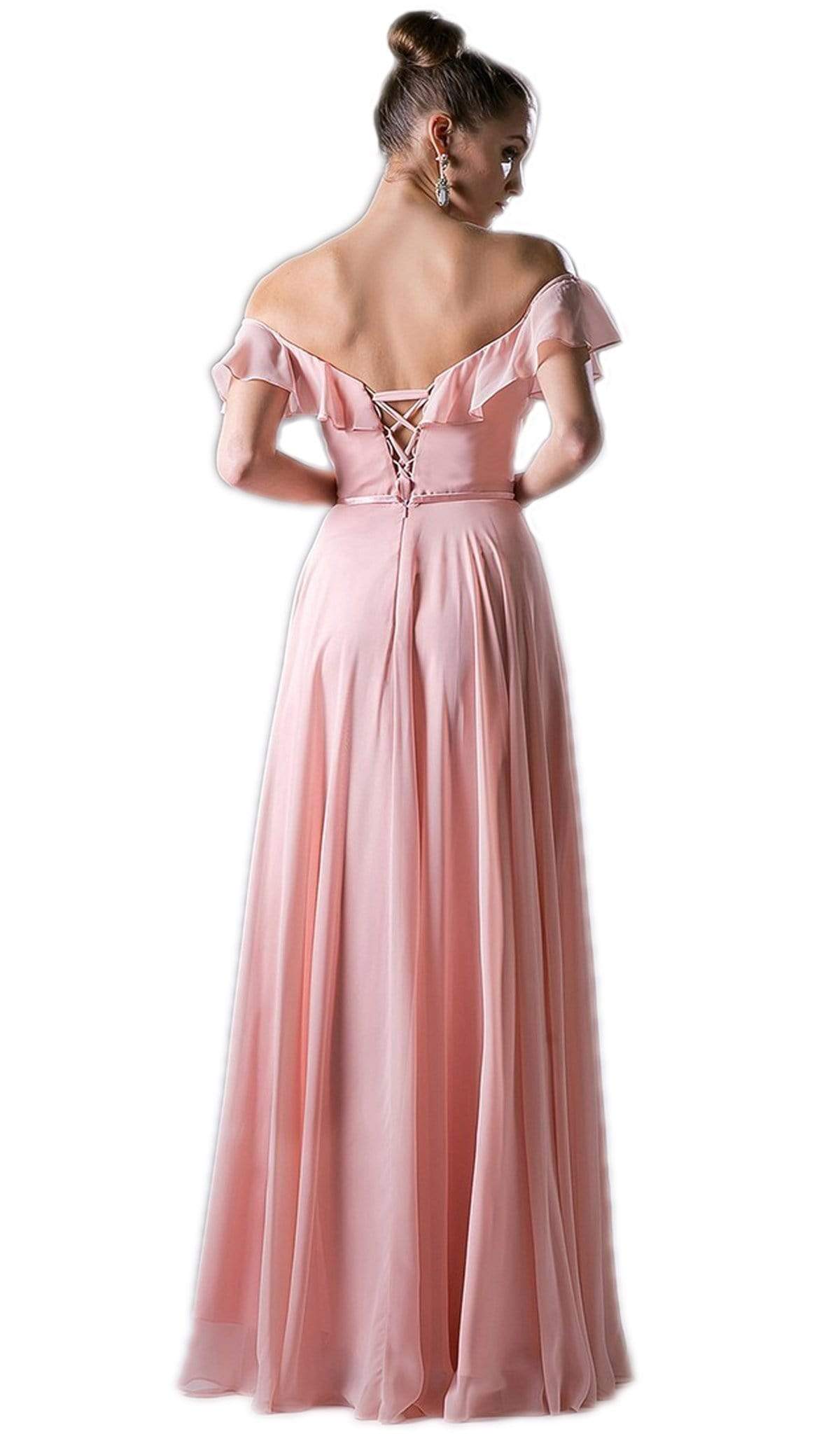 Cinderella Divine - Ruffled Off-Shoulder A-line Dress - back view