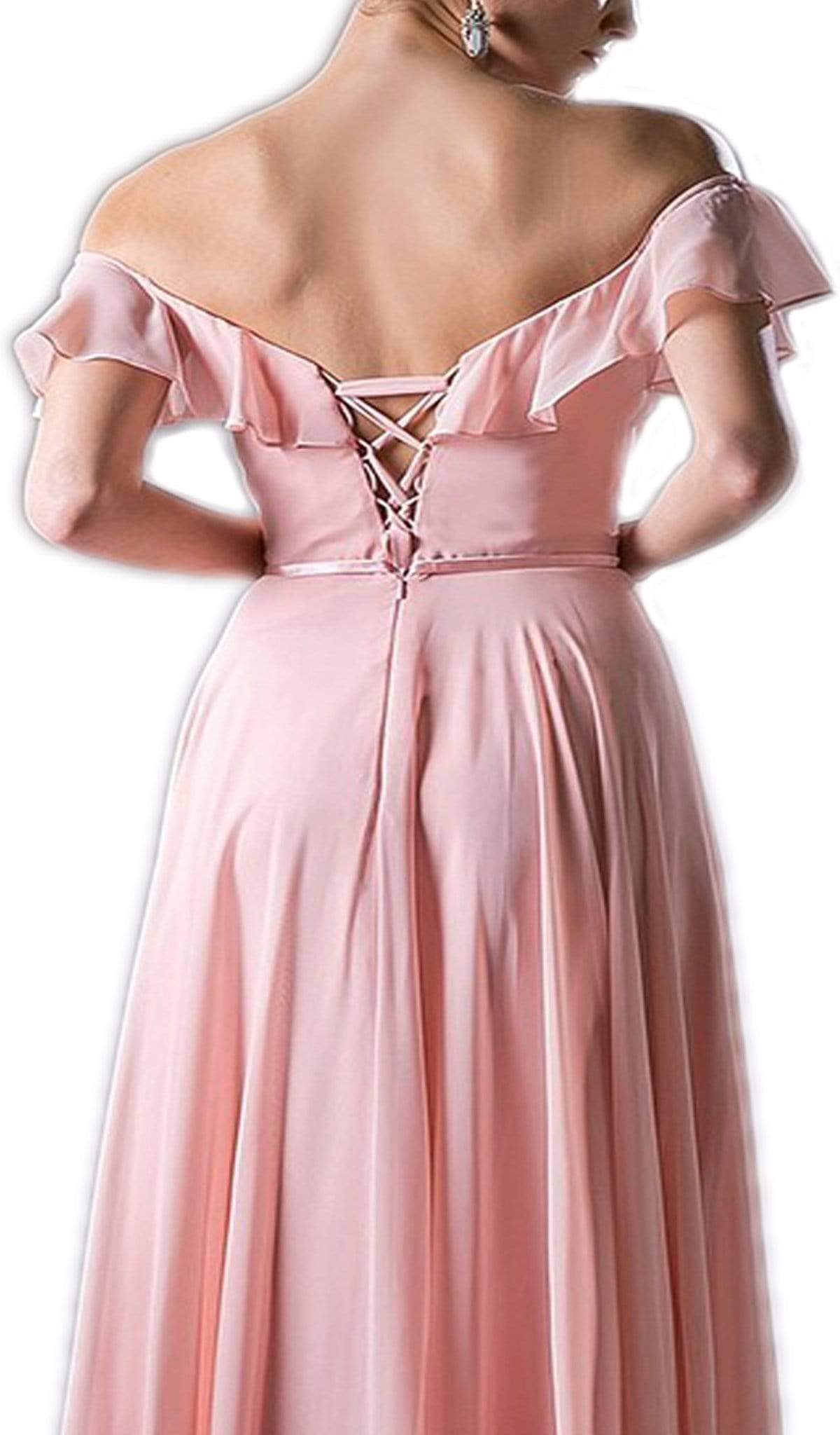 Cinderella Divine - Ruffled Off-Shoulder A-line Dress - view 4