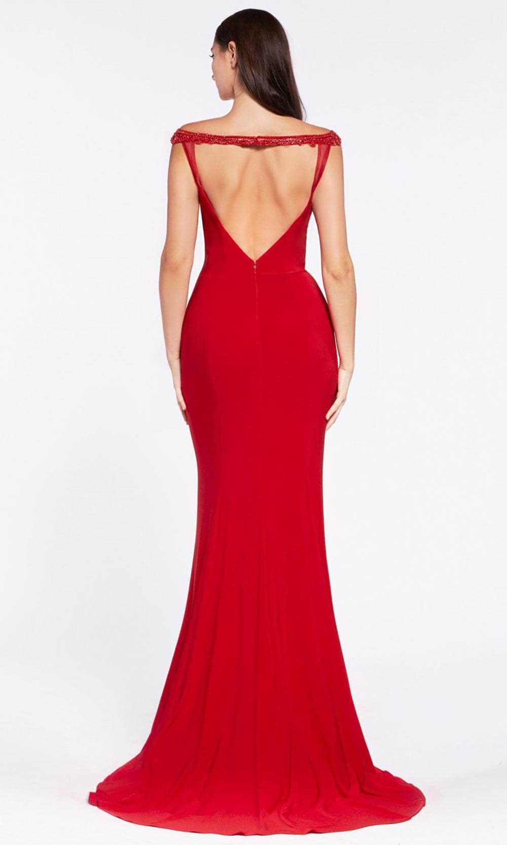 Cinderella Divine RV712 - Beaded Sheath Evening Dress - back view