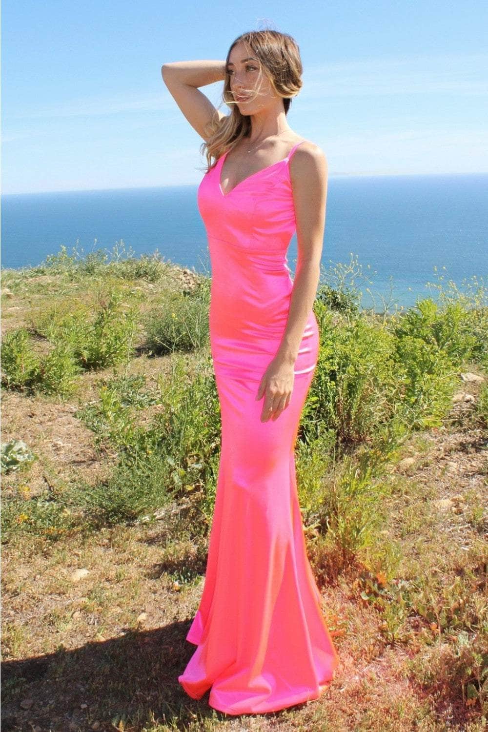 Cinderella Divine SE016 - Long Satin Dress with Open Back - view 4