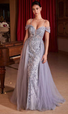 Cinderella Divine SF009 - Sequin Embellished Cold Shoulder Prom Dress - detail view