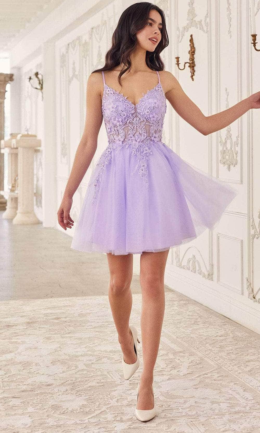 Cinderella Divine SF047 - Jeweled Detail Tulle Cocktail Dress - view 6