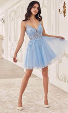 Cinderella Divine SF047 - Jeweled Detail Tulle Cocktail Dress - view 7