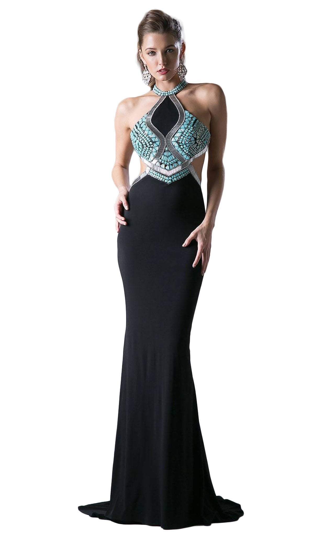 Cinderella Divine - Sleeveless Embellished Halter  Sheath Dress - designer prom dress at Silhouette Dresses