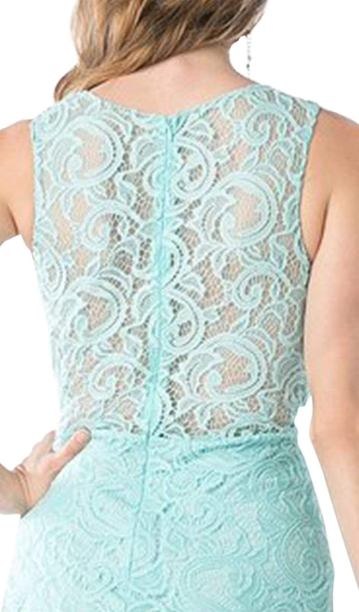 Cinderella Divine - Sleeveless Illusion Jewel Lace Sheath Fitted Cocktail Dress - view 5