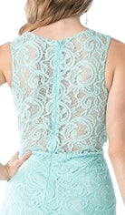 Cinderella Divine - Sleeveless Illusion Jewel Lace Sheath Fitted Cocktail Dress - view 5
