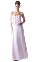 Cinderella Divine - Sleeveless Ruffled Bodice Chiffon A-Line Long Formal Dress - designer bridesmaid dress at Silhouette Dres