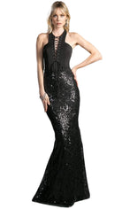 Cinderella Divine - Sleeveless Sequined Sheath Evening Gown - designer prom dress at Silhouette Dresses