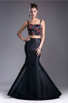 Cinderella Divine - Two Piece Floral Mermaid Evening Dress - designer evening gown at Silhouette Dresses