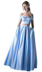 Cinderella Divine - Two Piece Off-Shoulder A-line Dress - designer prom dress at Silhouette Dresses