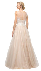 Cinderella Divine - UE009 Illusion Neckline Lace Bodice Tulle Gown - back view
