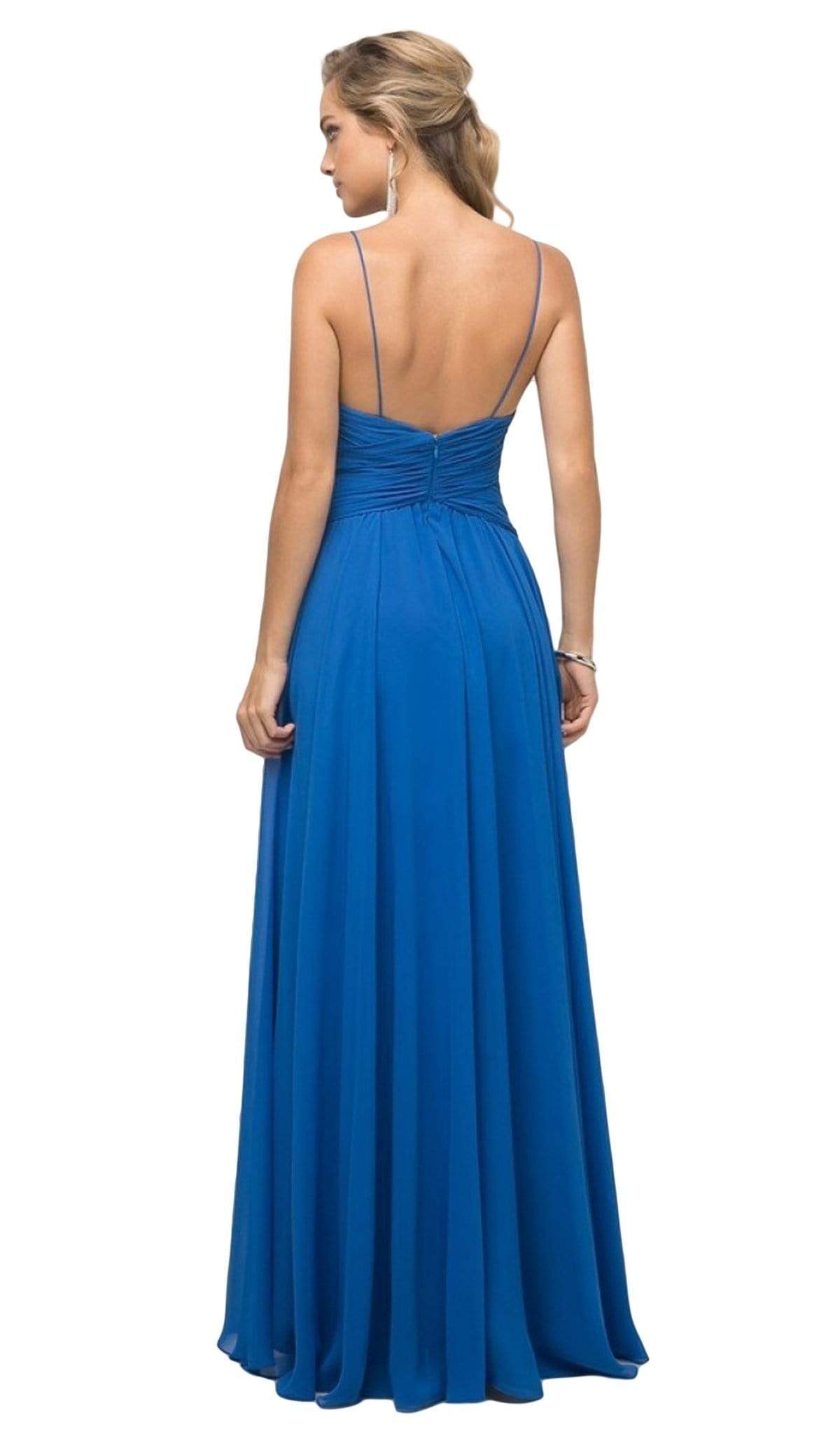 Cinderella Divine - UF295 Sleeveless Ruched Chiffon A-Line Dress - detail view