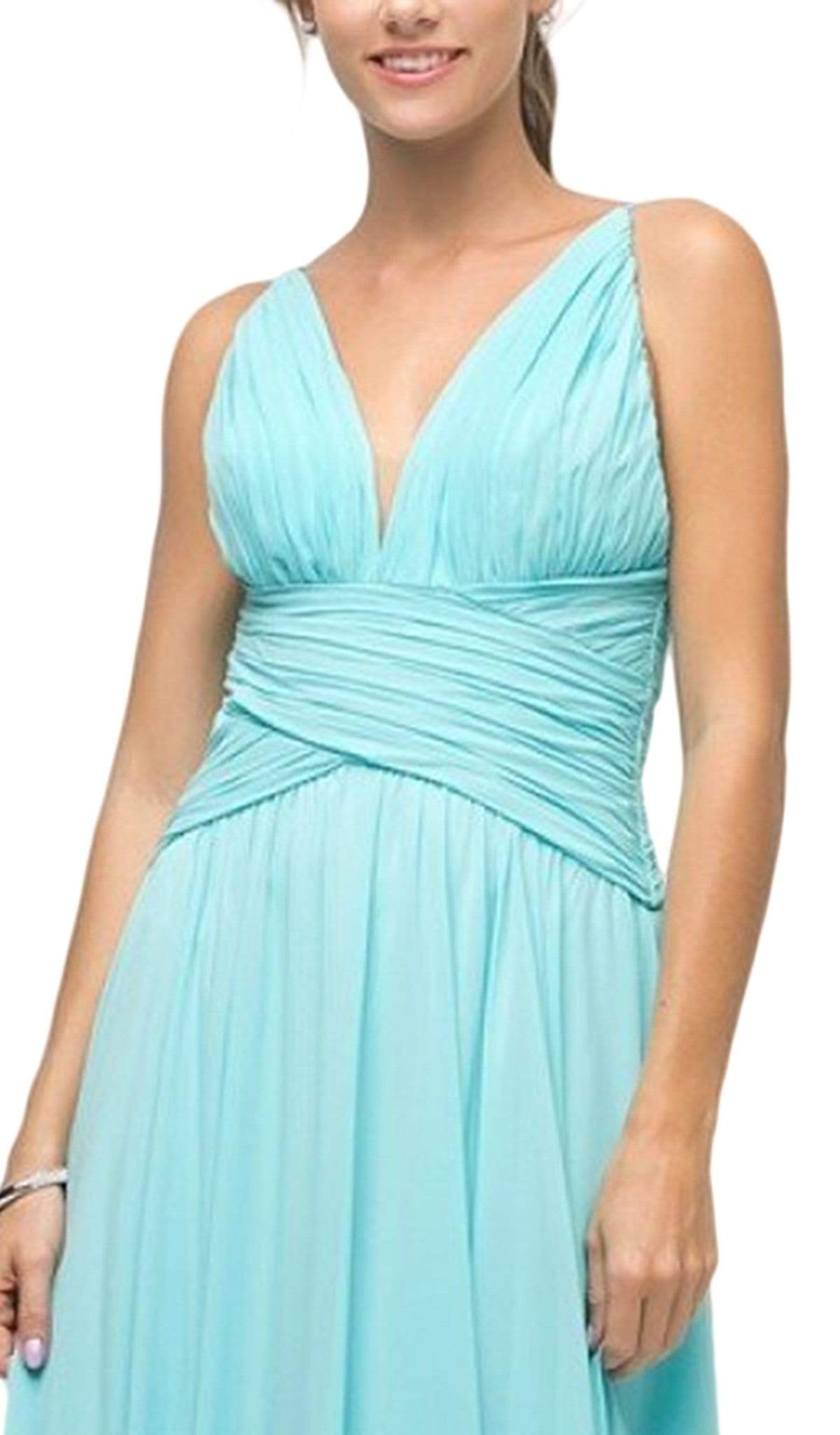 Cinderella Divine - UF295 Sleeveless Ruched Chiffon A-Line Dress - view 4