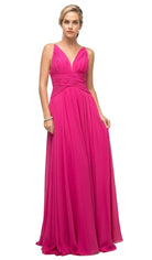 Cinderella Divine - UF295 Sleeveless Ruched Chiffon A-Line Dress - view 5