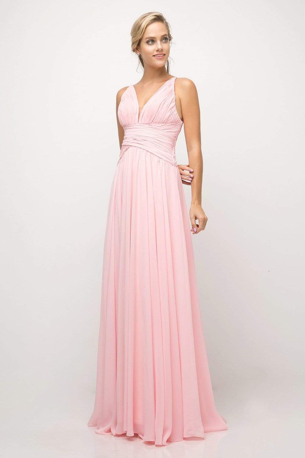 Cinderella Divine - UF295 Sleeveless Ruched Chiffon A-Line Dress - view 10