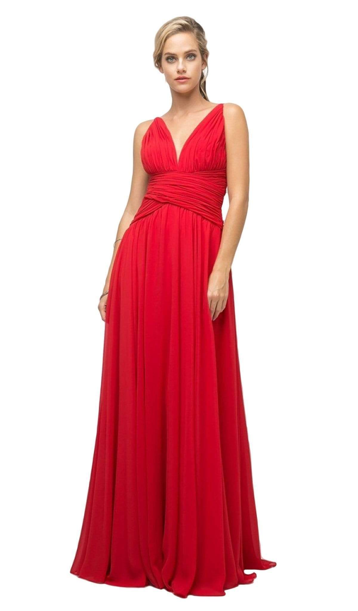 Cinderella Divine - UF295 Sleeveless Ruched Chiffon A-Line Dress - view 8