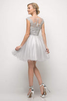 Cinderella Divine - UJ0012 Illusion Shoulders Ruffled Hem Cocktail Dress - view 5