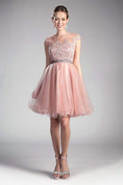 Cinderella Divine - UJ0012 Illusion Shoulders Ruffled Hem Cocktail Dress - view 10