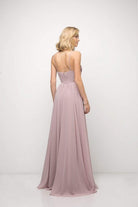 Cinderella Divine - UR136 Sleeveless Empire Waist Chiffon Dress - detail view