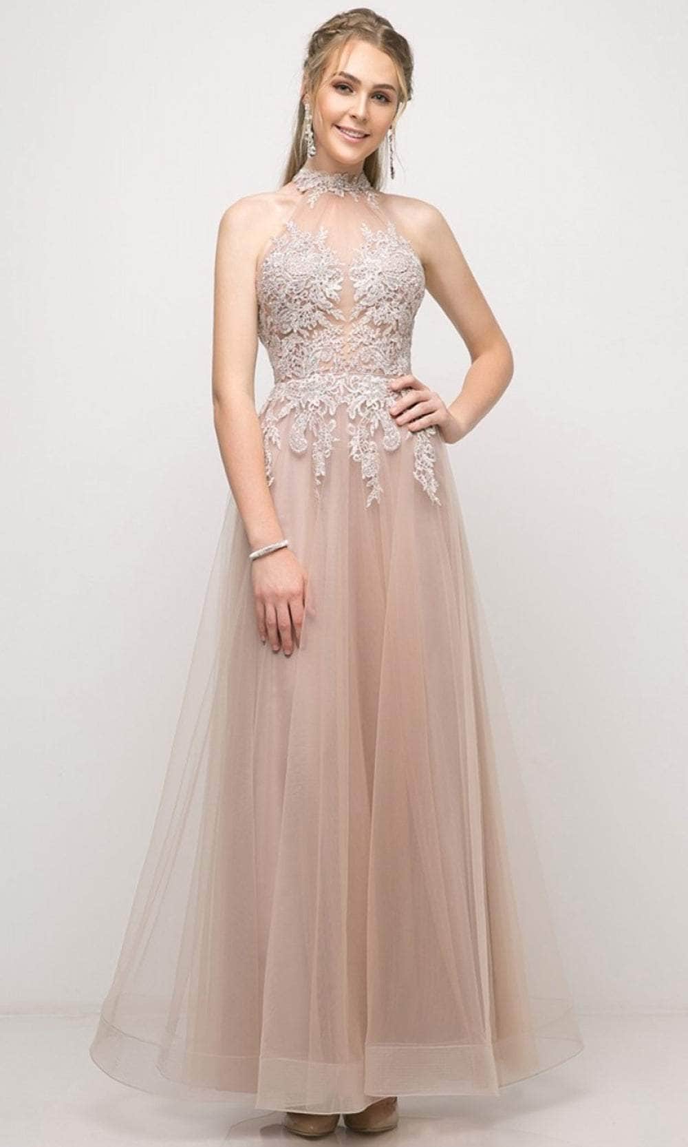 Cinderella Divine UT252 - Tulle High Neck Embroidered Gown - designer evening gown at Silhouette Dresses
