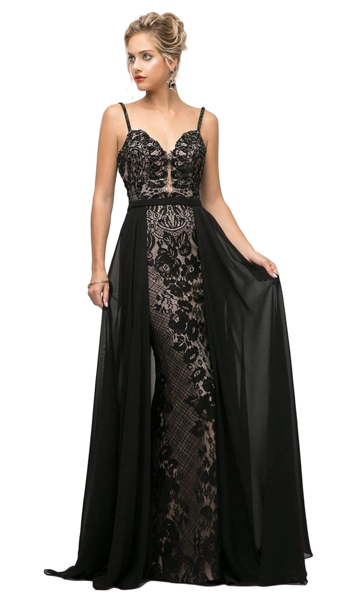 Cinderella Divine - UT254 Lace Deep Sweetheart Dress With Overskirt - designer evening gown at Silhouette Dresses