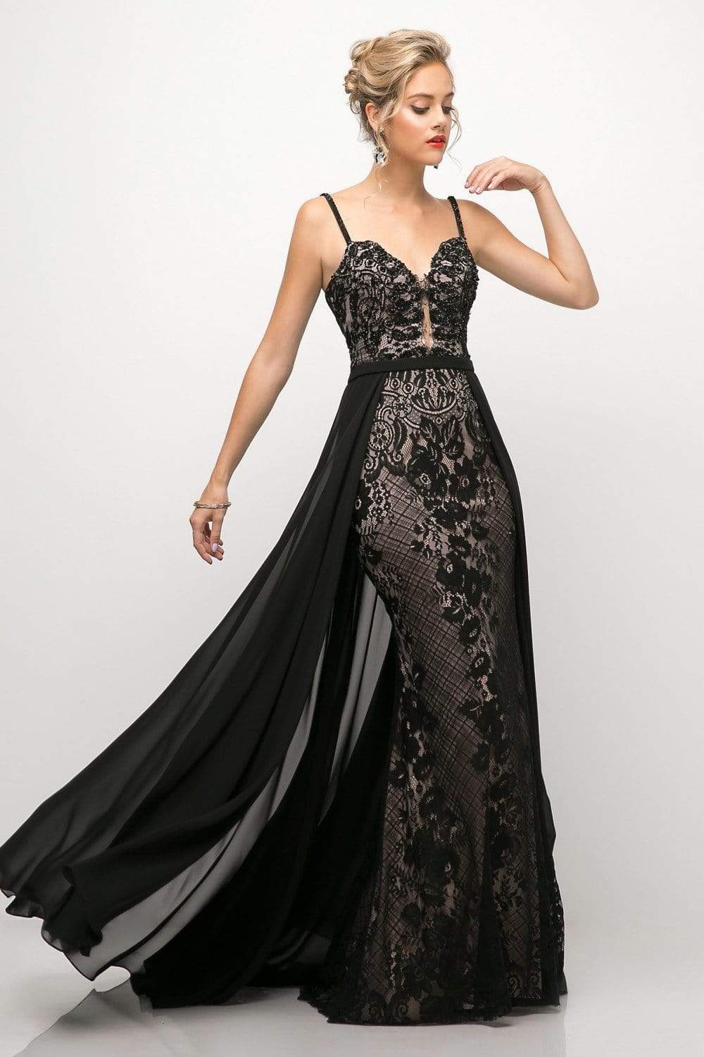 Cinderella Divine - UT254 Lace Deep Sweetheart Dress With Overskirt - back view