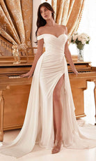 Cinderella Divine WN315 - Ruched Off-Shoulder Bridal Dress - view 4