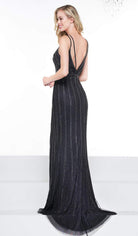Colors Couture - J099 Embellished Deep V-neck Trumpet Dress