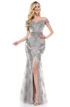 Colors Couture - J131 Off-Shoulder Embellished Trumpet Simple Prom Dress - view 5
