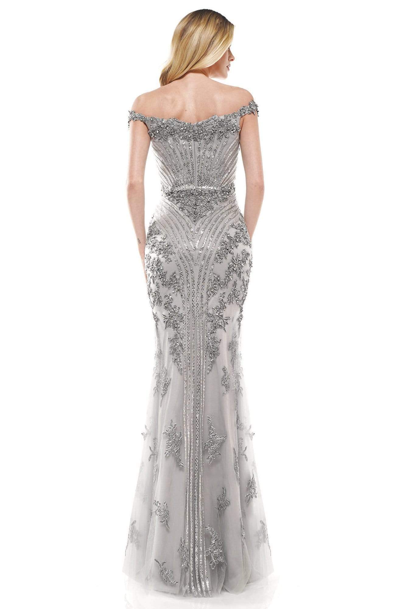 Colors Couture - J131 Off-Shoulder Embellished Trumpet Simple Prom Dress - view 6