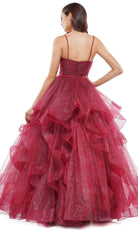 Colors Dress - 2381 V Neck Glitter Mesh Ballgown - view 6
