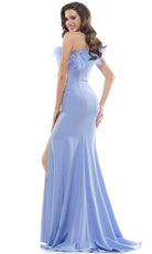 Colors Dress - 2405 Feathered One Shoulder Crepe Mermaid Dress