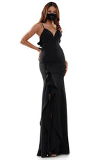 Colors Dress - 2646 Sweetheart Bodice Ruffle Trim High Slit Gown