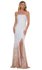 Colors Dress - 2683 Strapless Ombre Sequin Gown