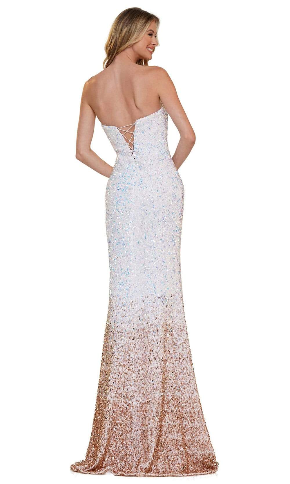 Colors Dress - 2683 Strapless Ombre Sequin Gown