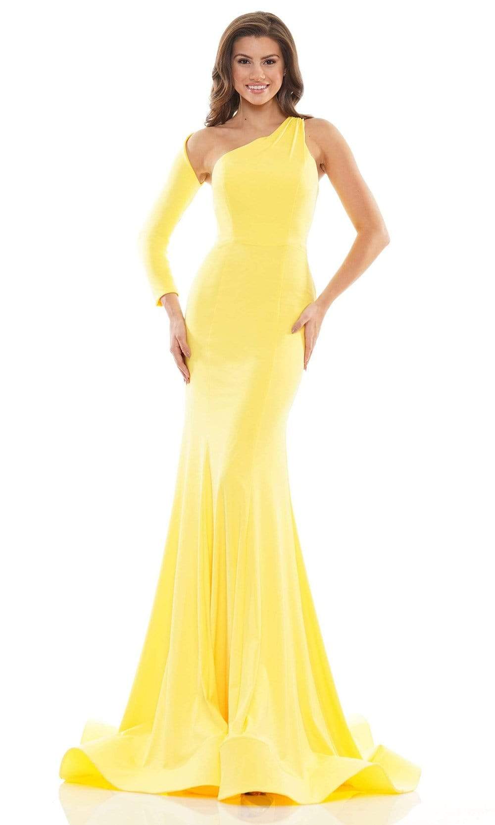 Colors Dress - 2690 Long Sleeve Asymmetrical Gown