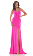 Colors Dress - 2694 Ruched High Slit Mermaid Gown