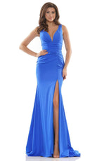 Colors Dress - 2694 Ruched High Slit Mermaid Gown