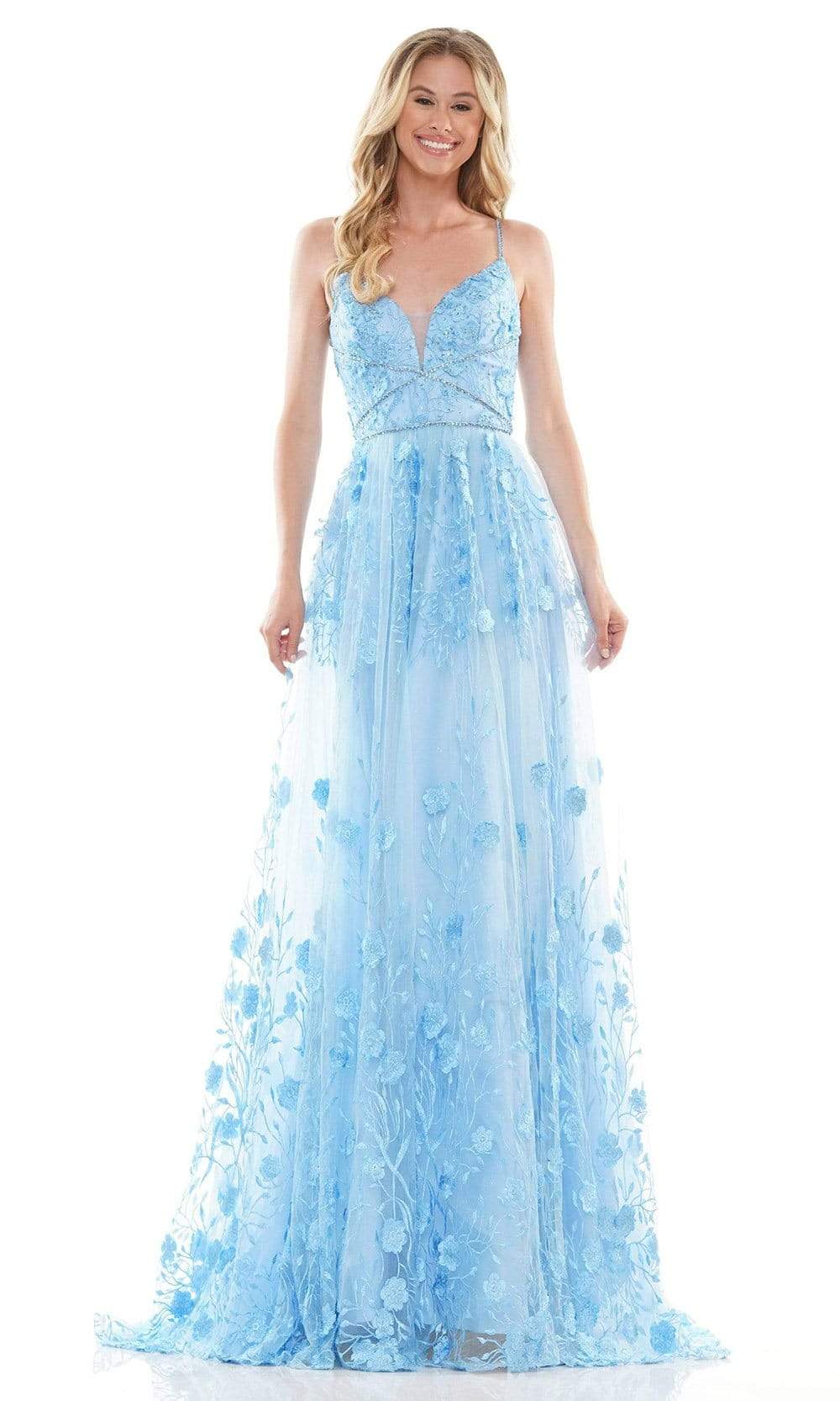 Colors Dress - 2726 Embroidered V-Neck A-Line Dress - back view