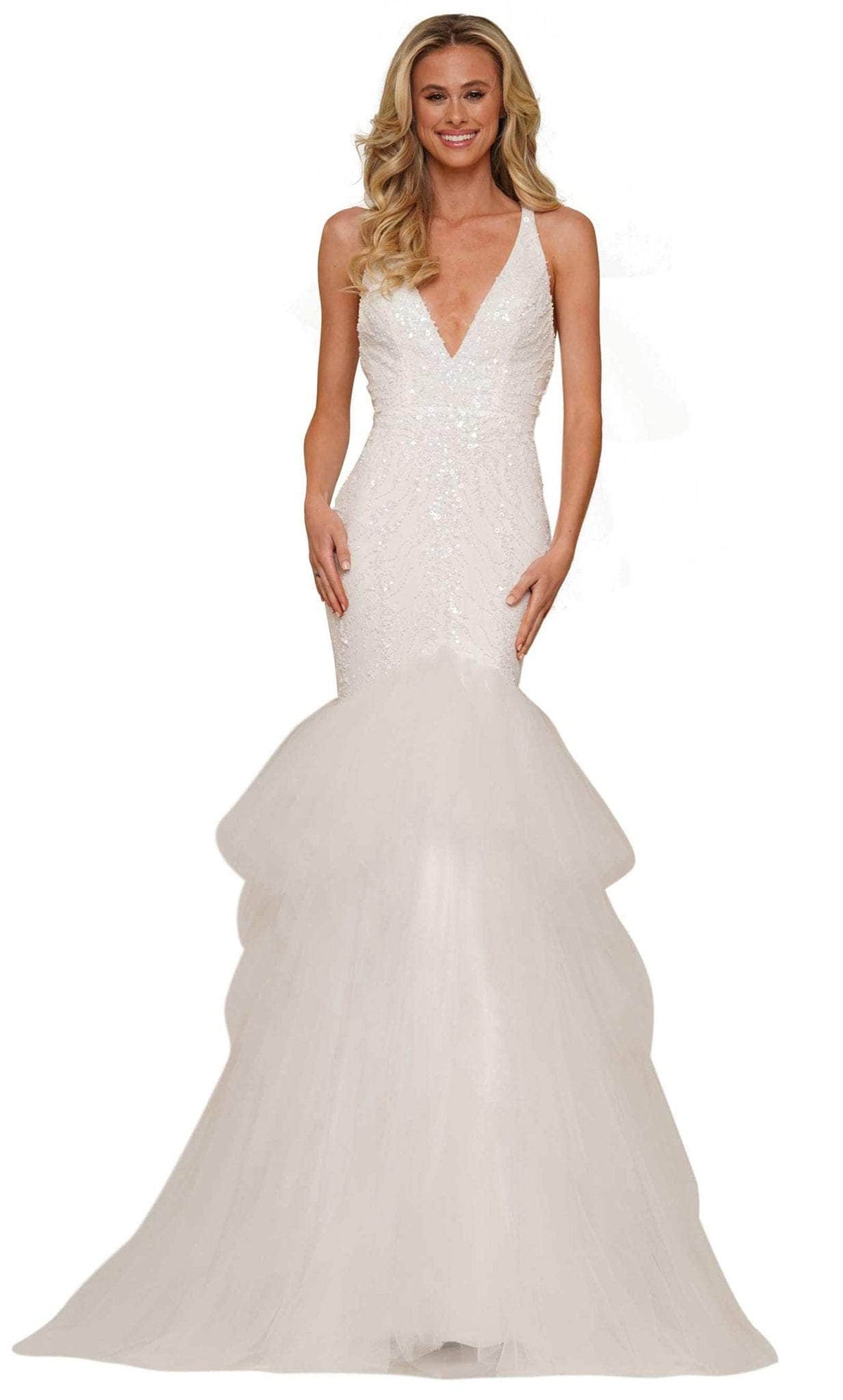 Colors Dress 2826 - Trumpet Tulle Fit and Flare Gown