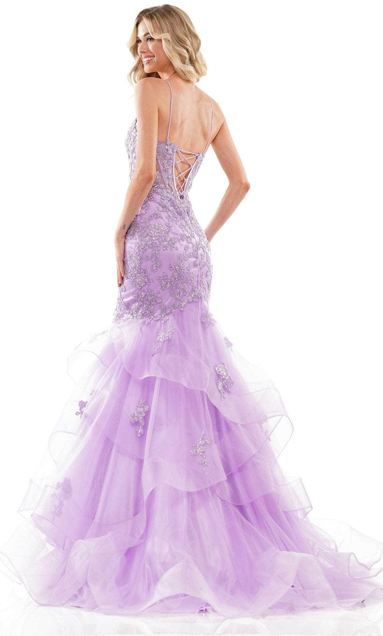 Colors Dress 2899 - Applique Corset Prom Gown - detail view