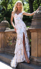 Colors Dress 2909 - Strapless Floral Mermaid Sequined Dress