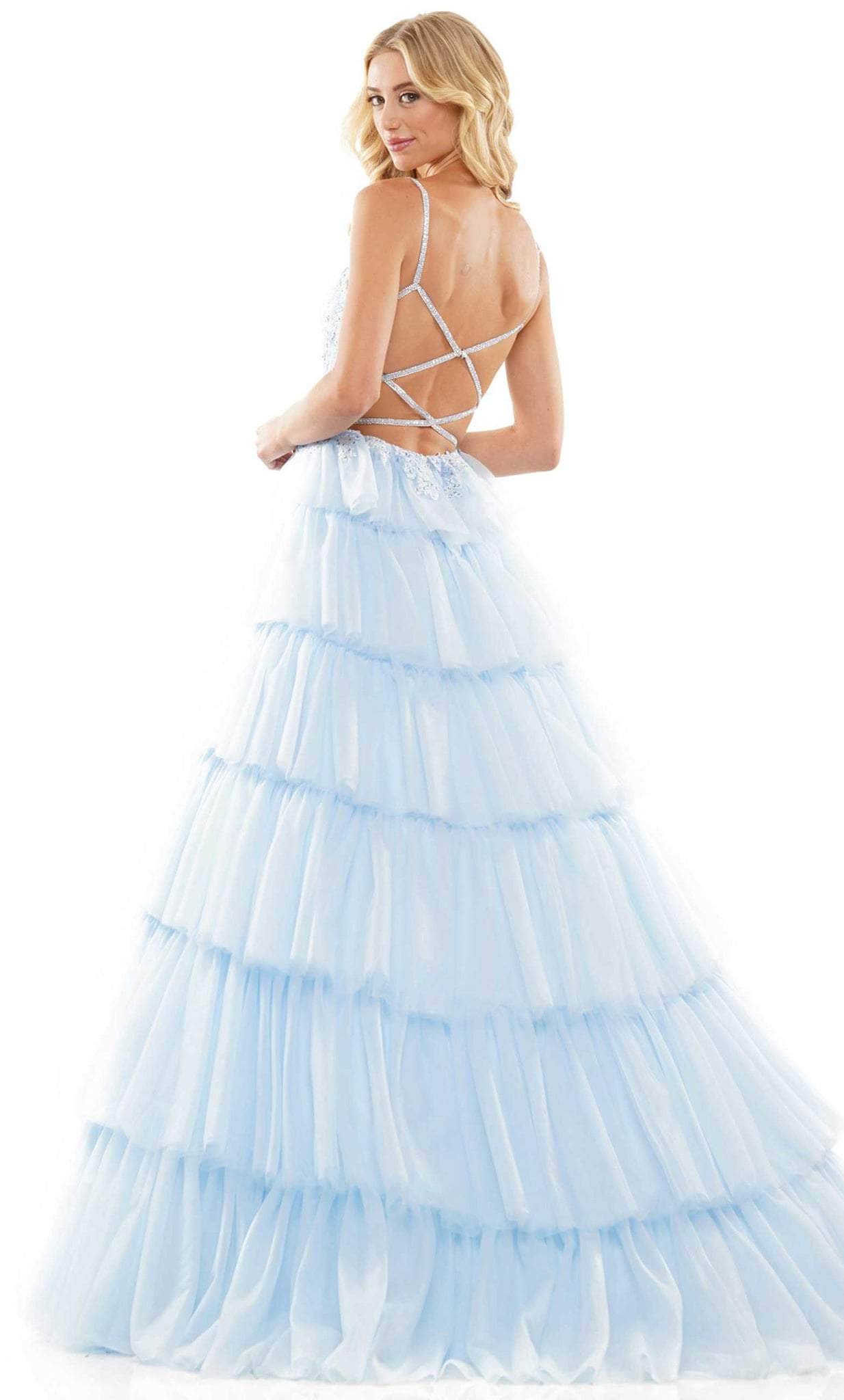 Colors Dress 2911 - Frilled Skirt Prom Dress - Silhouette Dresses