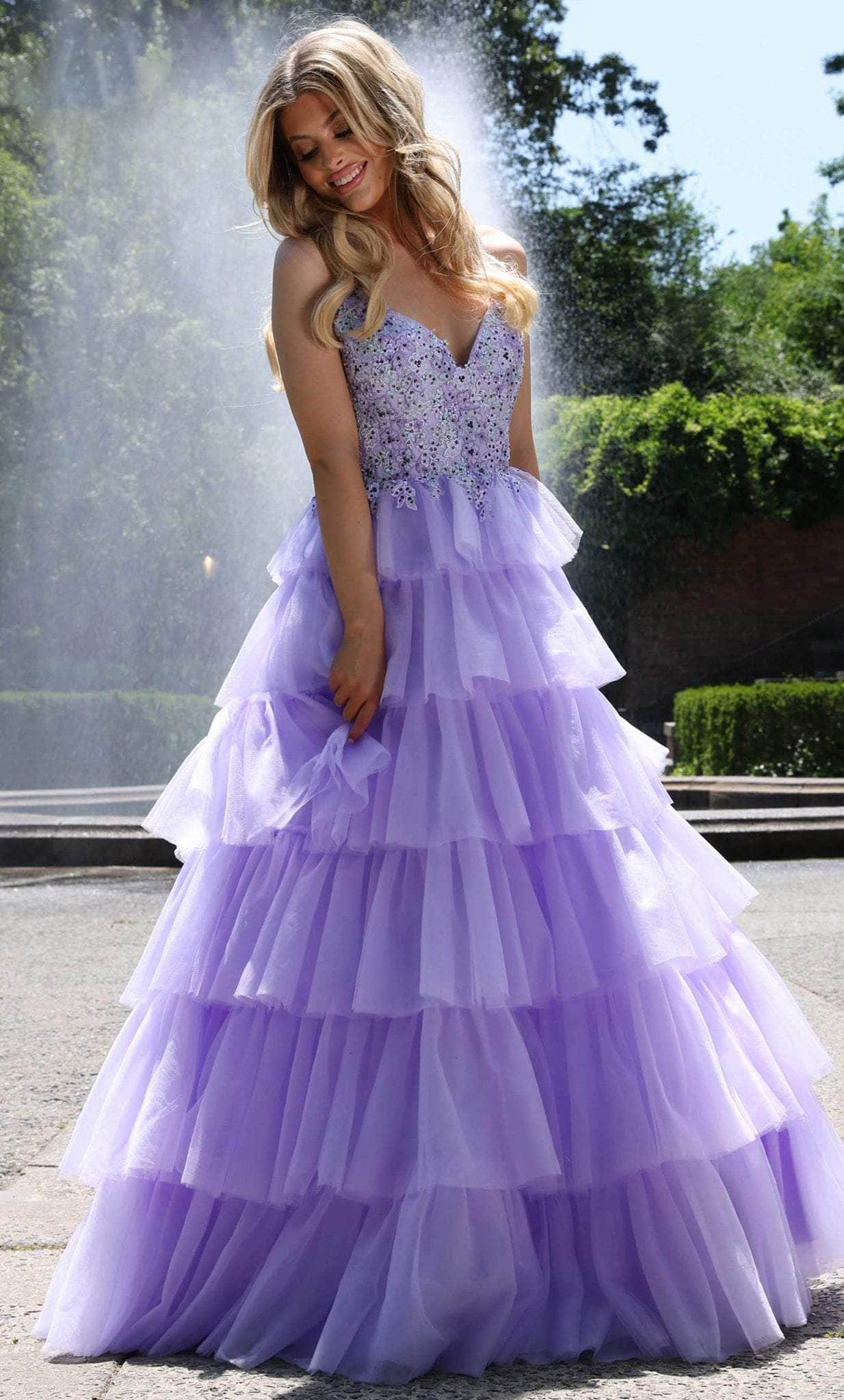 Colors Dress 2911 - Frilled Skirt Prom Dress - Silhouette Dresses