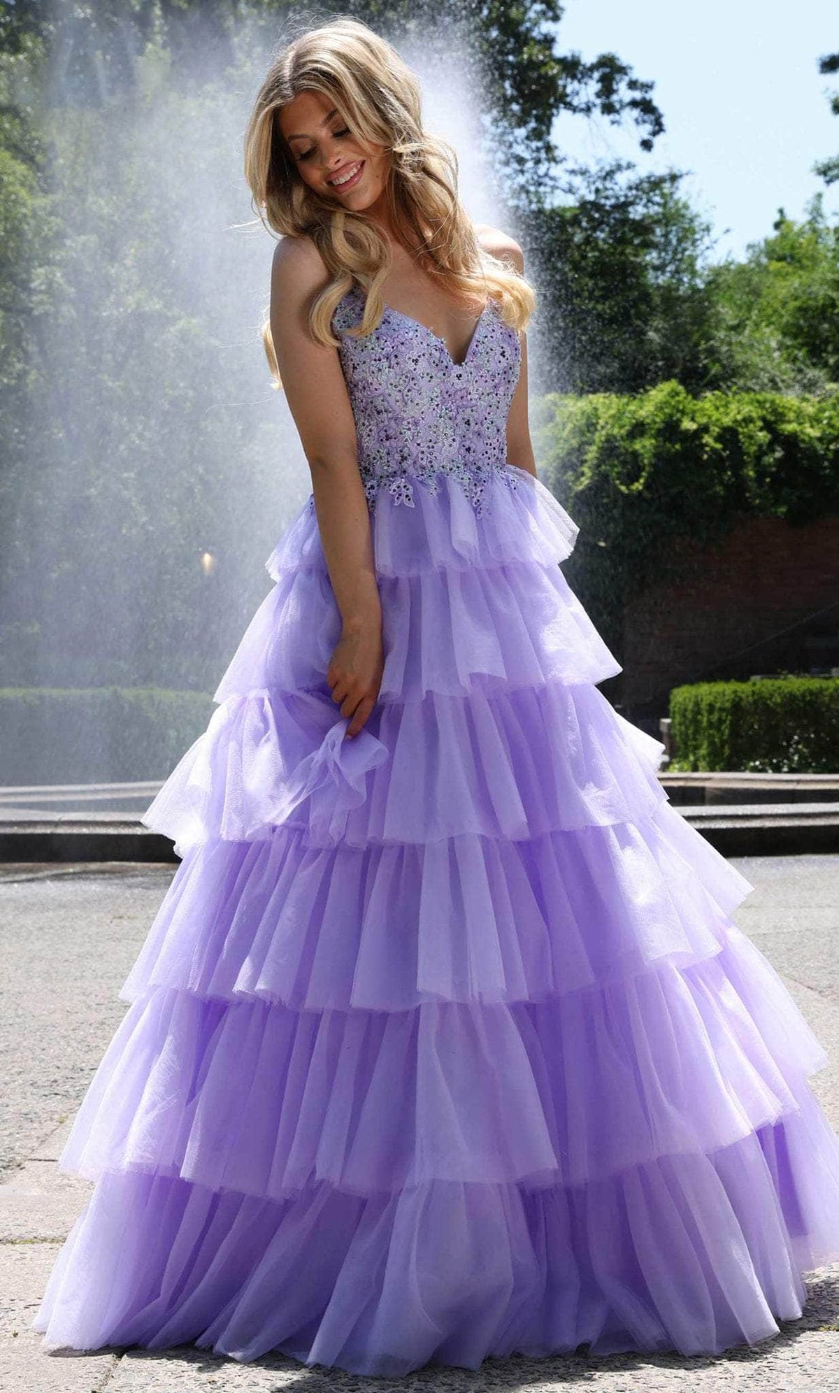 Colors Dress 2911 - Frilled Skirt Prom Dress - Silhouette Dresses