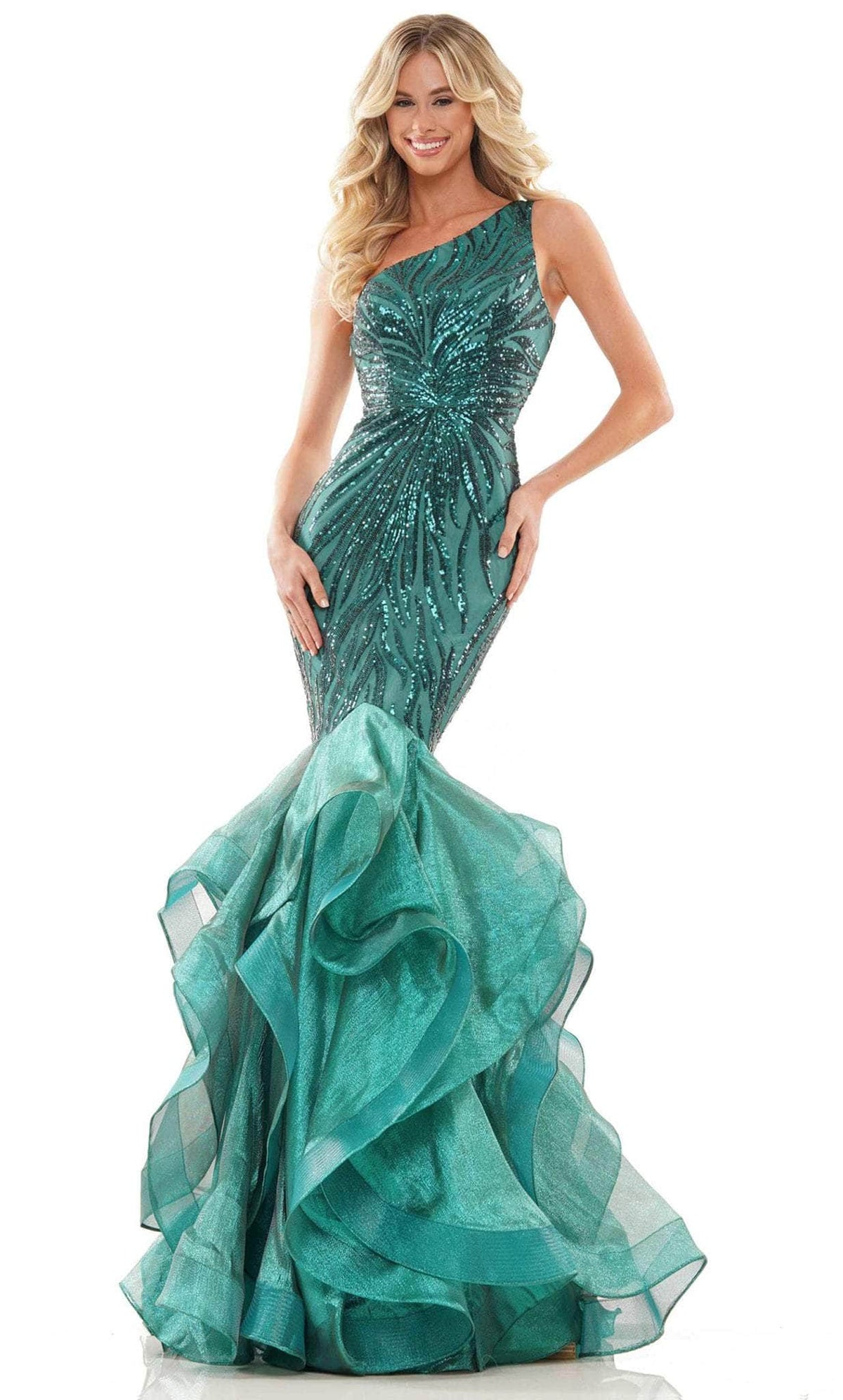 Colors Dress 2925 - Sequin Ruffle Prom Gown