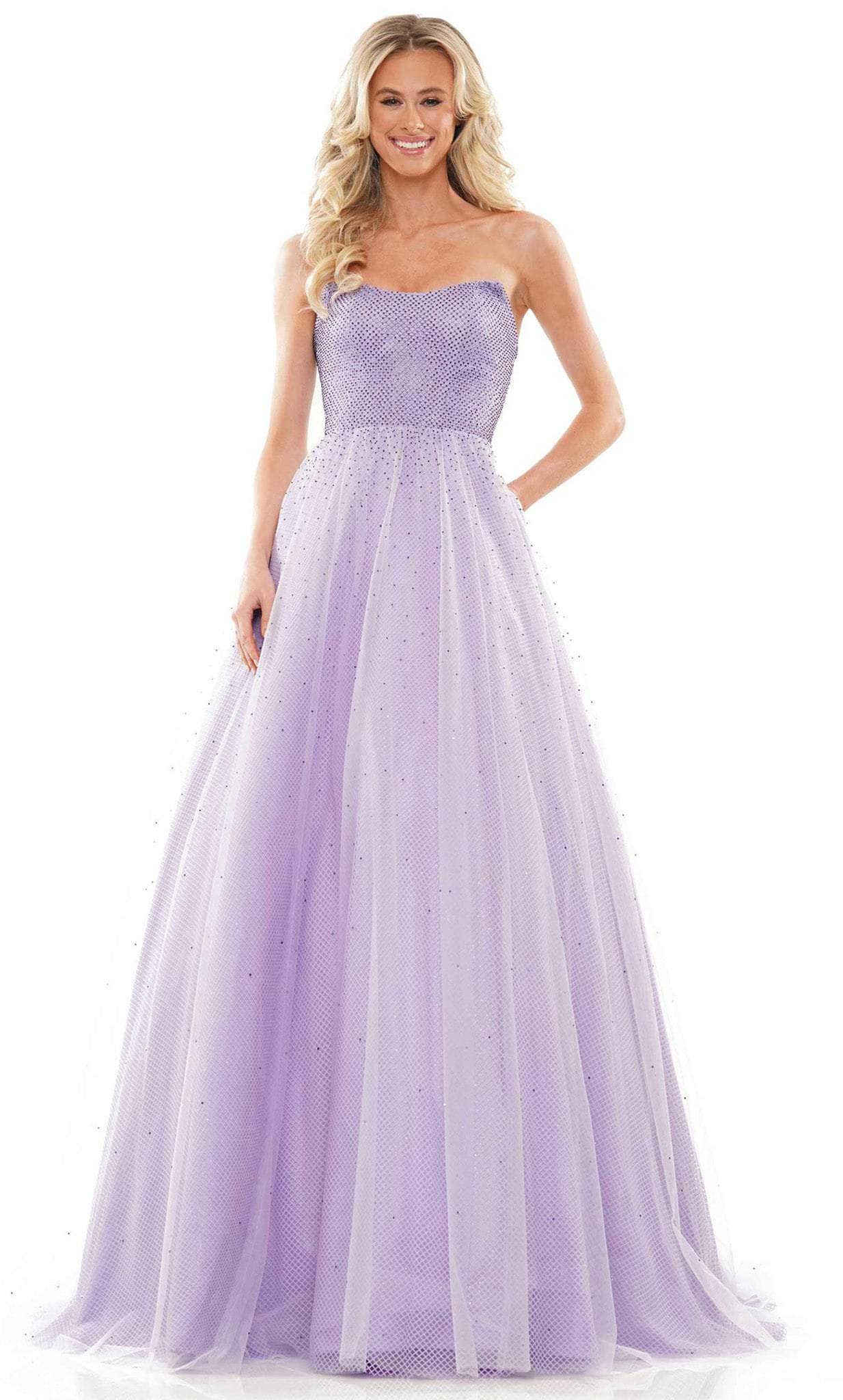 Colors Dress 2939 - Strapless Scooped Sparkling Gown - detail view