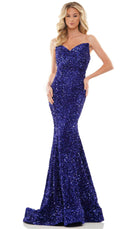 Colors Dress 2959 - Sequin Velvet Prom Gown