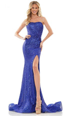 Colors Dress 2961 - Sequined Strapless Evening Gown